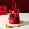 Nova Sacola de Doces para Casamento Festiva Bolsa de Doces para Presente Casamento Estilo Chinês Portátil de Alta Qualidade Saco de Tecido para Doces com Cordão