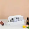 Bolsa Cosmética Transparente de PVC Grande Capacidade Bolsa de Banho Viagem Portátil Impermeável Bolsa de Higiene Spliced Bolsa de Armazenamento de Cosméticos