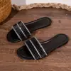Sandalias de estilo de hada con volantes y pedrería para mujer, nuevo modelo de verano, sandalias planas sin cordones de punta cuadrada, sandalias de talla grande