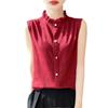 Ropa de Verano Nueva para Mujer Transfronteriza 2025 Camiseta de Punto sin Mangas con Botones en el Cuello Lateral Top Camiseta Básica Chaleco Corto con Flores Oscuras para Mujer