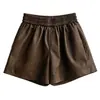 Pantalones cortos de cuero para mujer 2026 otoño e invierno nueva moda estilo coreano pantalones de cuero de cintura alta de pierna ancha talla grande pantalones cortos holgados adelgazantes
