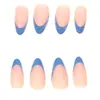 Novas Peças de Unha Manicure Pequenas Frescas Mais Vendidas Transfronteiriças 3D Estéreo Azul Francesa Cauda de Peixe Longa Amêndoa Unhas Usáveis Atacado