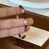 Pulseira Vintage Estilo Maillard com Pedra Natural Olho de Tigre e Pérola Swarovski para Mulheres, Delicada Pulseira Elástica de Outono e Inverno
