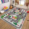 Alfombra Infantil para Gatear Mapa de la Ciudad Alfombra de Juego de Tráfico Sala de Estar Dormitorio Alfombra de Gateo de Dibujos Animados