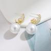 Pendientes retro de perlas francesas diseño femenino pendientes temperamento socialité 2025 nueva tendencia pendientes explosión venta al por mayor