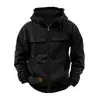 Sudadera con capucha de color sólido para hombre, nueva de otoño e invierno, transfronteriza, estilo deportivo juvenil europeo y americano, con múltiples bolsillos y chaqueta de sudadera de cuero