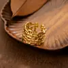 Anillo Abierto de Acero de Titanio Exagerado de Alta Gama Estilo Europeo y Americano Anillo Ajustable de Acero Inoxidable No Descolorante Anillo de Mano para Mujer