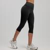 Pantalones de Fitness Color Durazno de Tres Cuartos, Cintura Alta, Elásticos, Leggings de Yoga Levanta Glúteos, Mallas Deportivas, Protección UV, Efecto Alargador de Piernas