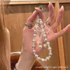 Novo Estilo Corrente para Celular Pingente Chaveiro Laço de Pérola Cravejado com Diamantes Corrente Anti-Queda para Bolsa Pingente de Celular com Contas Feito à Mão