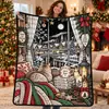 Manta de Graffiti Navideña de Venta Caliente Transfronteriza Manta con Pintura de Papá Noel Manta de Doble Capa Engrosada de Franela y Forro Polar DIY