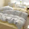 Set de Algodón de Cuatro Piezas Estilo Ins de Dibujos Animados Lindo 100% Algodón Funda de Edredón Sábanas Juego de Cama de Tres Piezas para Dormitorio Niños