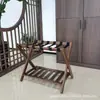 Portamaletas Plegable de Madera, Estante de Almacenamiento de Doble Capa de Madera Maciza para Sala de Estar, Zapatero, Estante de Almacenamiento de Pie Estilo Chino para Casas de Huéspedes