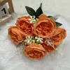 Ramo de 7 cabezas de rosa Austin Flores de seda de fábrica de alta gama directas Flores artificiales para exhibición en ventana del hogar
