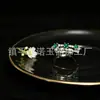 Anel de Chalcedônia Verde Inlaid Novo Tendência Banhado a Prata Atacado, Anel de Pedra Preciosa Verde Jade Ágata Elegante Feminino