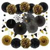 Decoración de ventana transfronteriza flor de abanico de papel negro bola de flor de papel traje boda fiesta de cumpleaños pancarta negra traje de abanico de papel