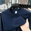 Moletom masculino personalizável com impressão de logo, nova coleção outono 2026, macio, hipoalergênico, respirável, gola redonda, manga longa, camada base