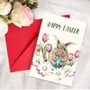 Tarjeta de Saludo de Pascua Nueva Transfronteriza con Juego de Sobres, Tarjeta de Mensaje Creativa con Elementos de Conejito, Huevo y Pascua