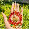 Colgante para Coche del Dios de la Riqueza de Cinco Caminos de Hangzhou con Ábaco de Colores y Candado, Colgante para Coche que Atrae la Riqueza
