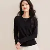 Camiseta de Manga Larga Lyocell Tencel Lana para Mujer Corte Delgado Fácil de Usar Cuello Redondo Suave y Elástica Prenda Base Otoño Ropa Interior