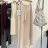 Esenciales Perezosos de Otoño e Invierno Pantalones de Punto de Lana Sin Costuras Pierna Ancha Pantalones Rectos Relajados Pantalones Adelgazantes de Pierna Recta Plegados Hasta el Suelo