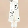 2026 Novo Estilo Polo Infantil Gola Cartoon Manga Curta Verão Laço Renda Personalizada Casual Calça Wide-Leg Conjunto de Duas Peças