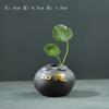 Mini Florero Wufu Transfronterizo Estilo Chino Arena Púrpura Rotación Verde Hierba de Monedas de Cobre Maceta Hidropónica Cerámica de Escritorio Mascota de Té Pequeños Adornos