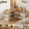 Mesa de canto em madeira maciça para uso doméstico, escrivaninha de estudo e escrita com estante, mesa integrada, penteadeira de quarto, mesa de computador em L ao lado da cama