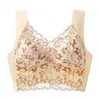 Lencería Hermosa Sin Costuras de Seda de Hielo para Mujer Push-up Inalámbrico de Encaje Soporte Anti-caída Lateral de Busto Sujetador Chaleco Cómodo