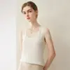 Chaleco de punto 100% cachemir puro para mujer, cuello redondo, sin mangas, corte ajustado, color liso, capa base para otoño e invierno, elegante y adecuado para ir al trabajo.