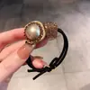 Cuerda para el pelo de estilo Mori con pedrería y perlas, elegante, con bola, para coleta baja de mujer, alta elasticidad, simple y duradera, tendón de goma