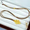Pingente de Corda Preta Cobra Cor Sólida, Corpo Principal em Forma de Cobra Dourado Areia Estilo Antigo, Banhado a Ouro Cobre, Estilo Levemente Luxuoso, Acessório de Colar Unissex