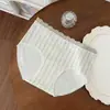 9957 # Cor Contrastante Borda Franzida Laço Jacquard Algodão 10A Forro Antibacteriano Calcinha Feminina Verão Estilo Fino Roupa Íntima
