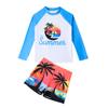 Roupa de Banho Infantil Meninos Roupa de Banho Dividida 2025 Nova Manga Longa Shorts Árvore de Coco Secagem Rápida Proteção Solar Roupa de Banho para Meninos