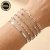 Conjunto de Pulseiras Femininas Modernas em Aço Inoxidável com Revestimento a Vácuo de Ouro Real 18K, Corrente Lisa Vendida Quente Transfronteiriça Pulseira de Aço Titânio