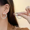 Pendientes de Zirconia Ojo de Caballo Super Brillantes Estilo Lujo Ligero para Mujer, Aretes Minimalistas Exquisitos de Nicho, Estilo Minimalista de Moda con un Toque de Alta Gama