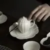 Bule de Chá Cerâmico Estilo Dinastia Tang e Song com Esmalte Cinza, Design Tradicional, de Mão, com Filtro em Forma de Bola, para Uso Doméstico