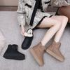 2024 Inverno Novas Botas de Neve Femininas Forradas de Lã Botas Quentes Espessadas Impermeáveis Couro Fundo Grosso Sapatos Femininos de Algodão da Moda
