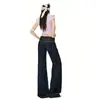 Calça jeans azul escuro de cintura baixa com barra levemente alargada para mulheres, tendência de outono, versátil, estilo novo, para pessoas baixinhas, com botão duplo, perna reta, calça comprida