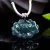 Autêntico Jadeíte Azul Água A-Grade Lótus Colorido Completo Pingente de Lótus Joia de Jade Exquisita Fábrica de Presentes Fornecimento Atacadista