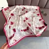 Bufanda Nueva de Seda Estampada, Rosa Geométrica, Chal de Alta Gama, Bufanda para Cuello con Protección Solar, Pañuelo Cuadrado Pequeño, Pañuelo para la Cabeza, Bufanda para Mujer
