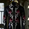 Camisa casual de manga larga de corte holgado con cuello de solapa, talla europea, estampada en 3D para hombre, estilo vintage