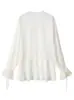 Comercio Exterior Transfronterizo Otoño 2026 Nueva Moda Elegante Cuello en V Patchwork de Encaje Estilo Pura Tentación Camisa Top
