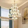 Sala de estar de estilo doble Lámpara de araña de estilo europeo 2023 nueva hueca de lujo de alta gama hotel villa lámparas de escalera