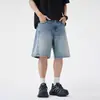 26 Pantalones Cortos de Mezclilla de Marca de Moda de Verano para Hombre, Corte Holgado, Talla Grande, Nuevos Pantalones Cortos de Algodón Lavado Retro Americano 2026