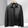 Nueva Chaqueta de Cuero de Gama Alta para Hombres de Mediana Edad y Mayores Otoño/Invierno 2026, Abrigo de Cuero con Cremallera Casual de Negocios para Hombres