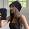 Gorro de Punto Rayado Delgado Transpirable Hueco de Celebridad de Internet Primavera y Verano Holgado para Circunferencia de Cabeza Grande Casual Versátil Apilado Jersey