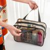 Bolsa Cosmética Gris Semipermeable Bolsa de Tocador de PVC Bolsa de Almacenamiento de Viaje Impermeable Gran Capacidad Portátil Bolsa Cosmética Almacenamiento