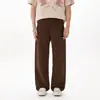 Nuevos de Primavera 2026 12OZ Algodón Puro Hilo Doble Sarga Marrón Oscuro Básicos Semi-Elásticos Holgados Rectos Pantalones Casuales para Hombre