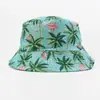 Chapéu Bucket Estampado de Lado Duplo com Palmeiras e Flamingos Transfronteiriços para Homens e Mulheres Chapéu de Sol com Proteção Solar Chapéu de Bacia Tendência para Exterior