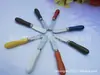 F-010H Mango de Cerámica Vajilla para Queso Cuchillo Mantequillero y Tenedor Espátula Cuchillo y Tenedor para Comida Occidental Tenedor de Ensalada Cuchara Tenedor para Hot Pot